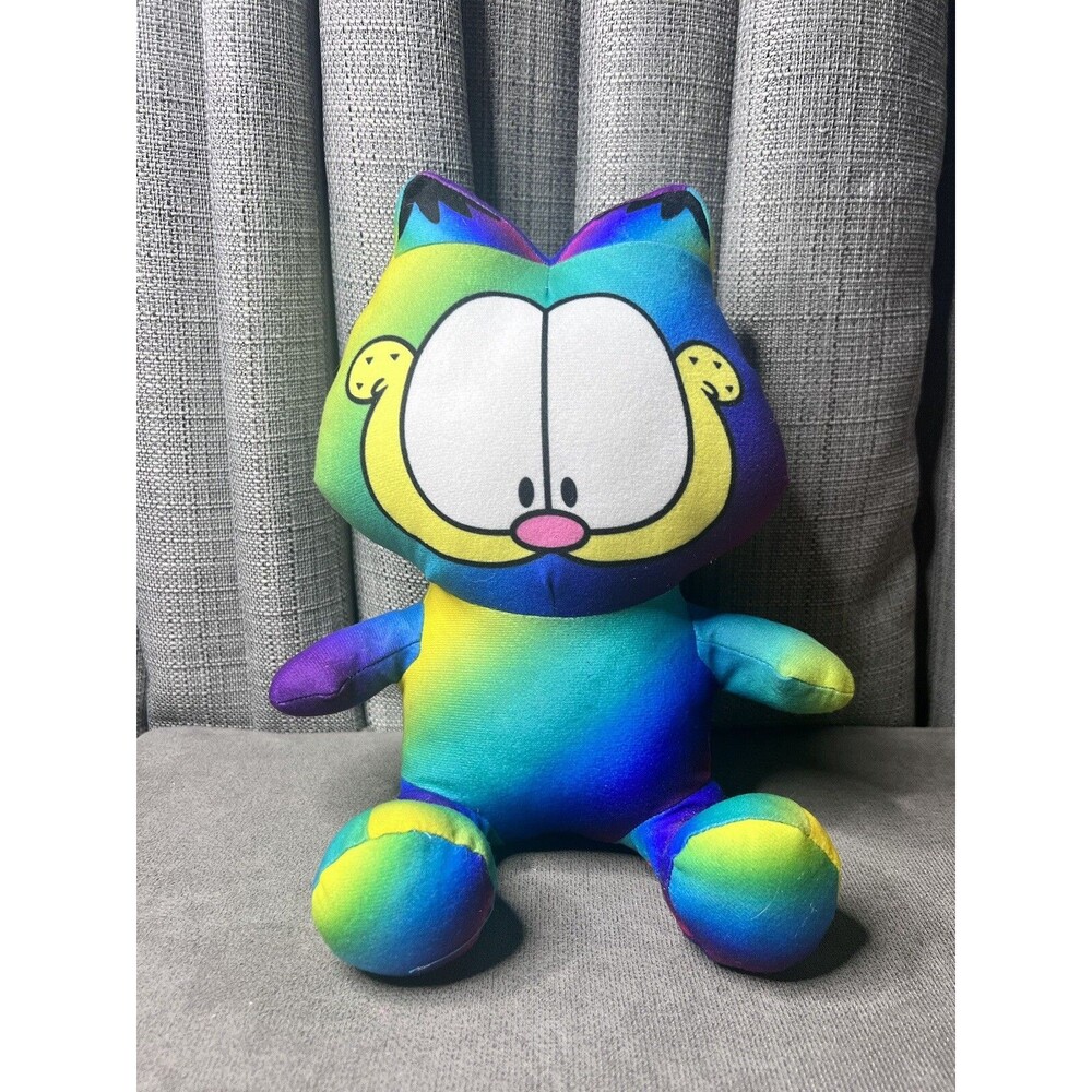 Garfield Plush Cat Stuffed Animal Toy Factory Rainbow Stripes 12 inch Sitting